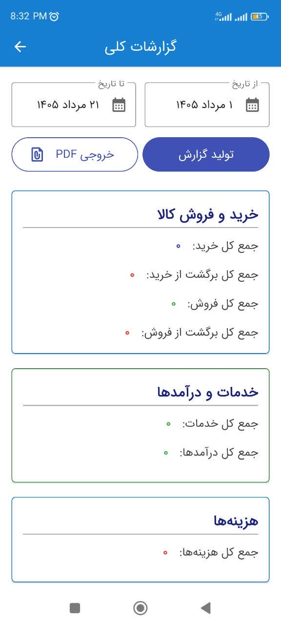 گزارش عملکرد مالی با گوشی همراه